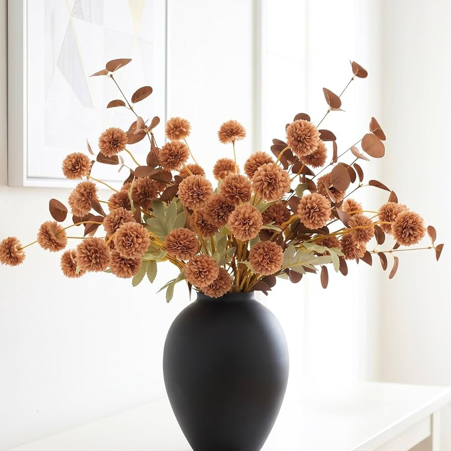 RyddeligHome Brown Mums Artificial Flowers Arrangement for Vases | Amazon (US)
