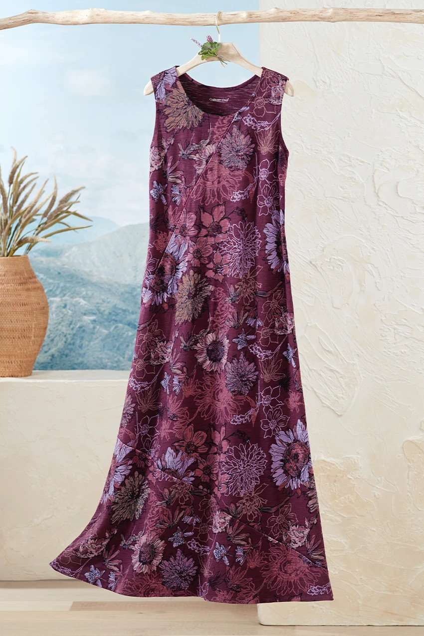 Sketched Florals Seamed Dress | Coldwater Creek