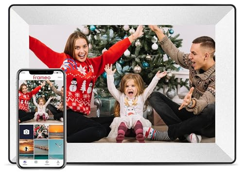 Frameo Digital Picture Frame WiFi 10.1 Inch HD Touchscreen Digital Photo Frame Built-in16GB Storage、Auto-Rotate、Wall Mountable、 Digital Frame Easily Share Photos and Videos Through Frameo App (White) | Amazon (US)
