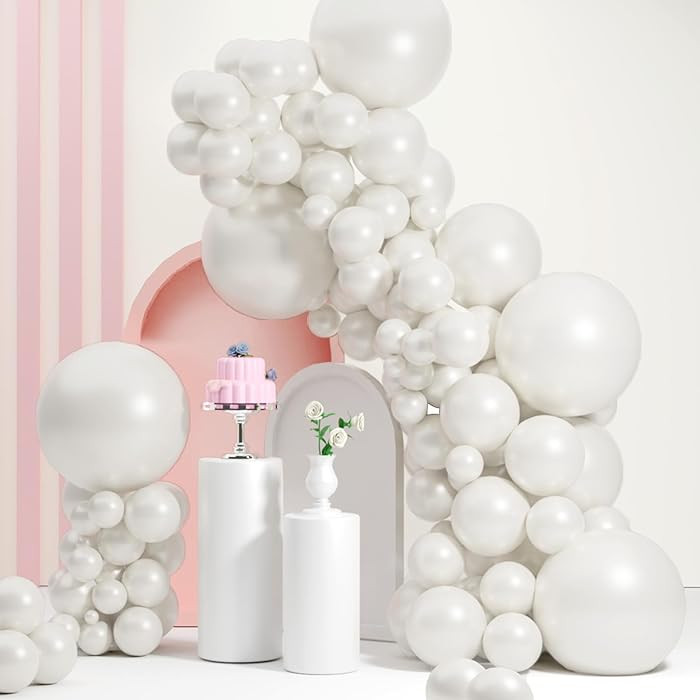 Pearl White Balloons Different Sizes, Double Stuffed Pearl White Balloon Arch, Pearls White Ballo... | Amazon (US)