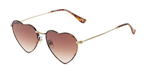Foster Grant Sun Luv Only Love Here Heart Sunglasses, Gold, 54mm | Amazon (US)