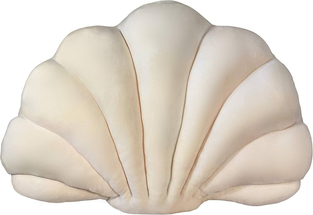 Amazon.com: Shell Pillow in A Luxurious Fabric. Decorative Seashell Cream Throw Pillow for Bed or... | Amazon (US)