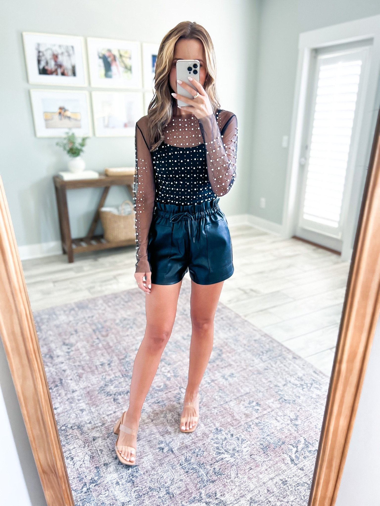 Amazon Date night outfit. Taylor Swift concert outfit. Eras tour outfit. Girls night out. Amazon Faux leather shorts (XS). Beaded top (sz 2). Black cami (small).

#LTKshoecrush #LTKstyletip #LTKunder50