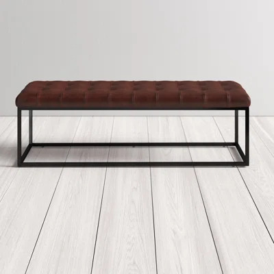 Aldana Genuine Leather Bench Upholstery: Dark Sienna | Wayfair North America