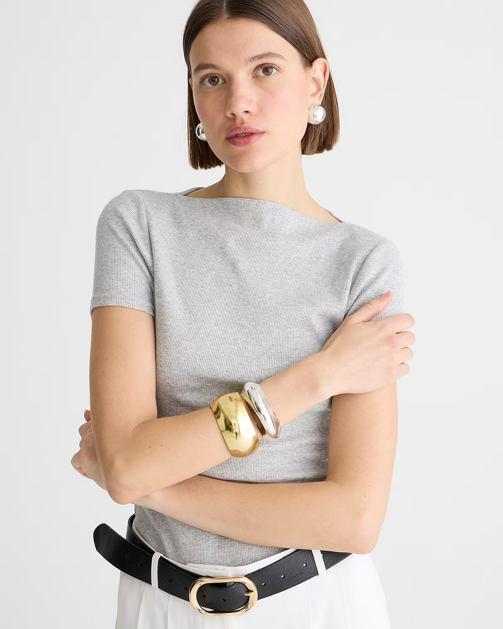 Fine-rib fitted boatneck T-shirt | J. Crew US