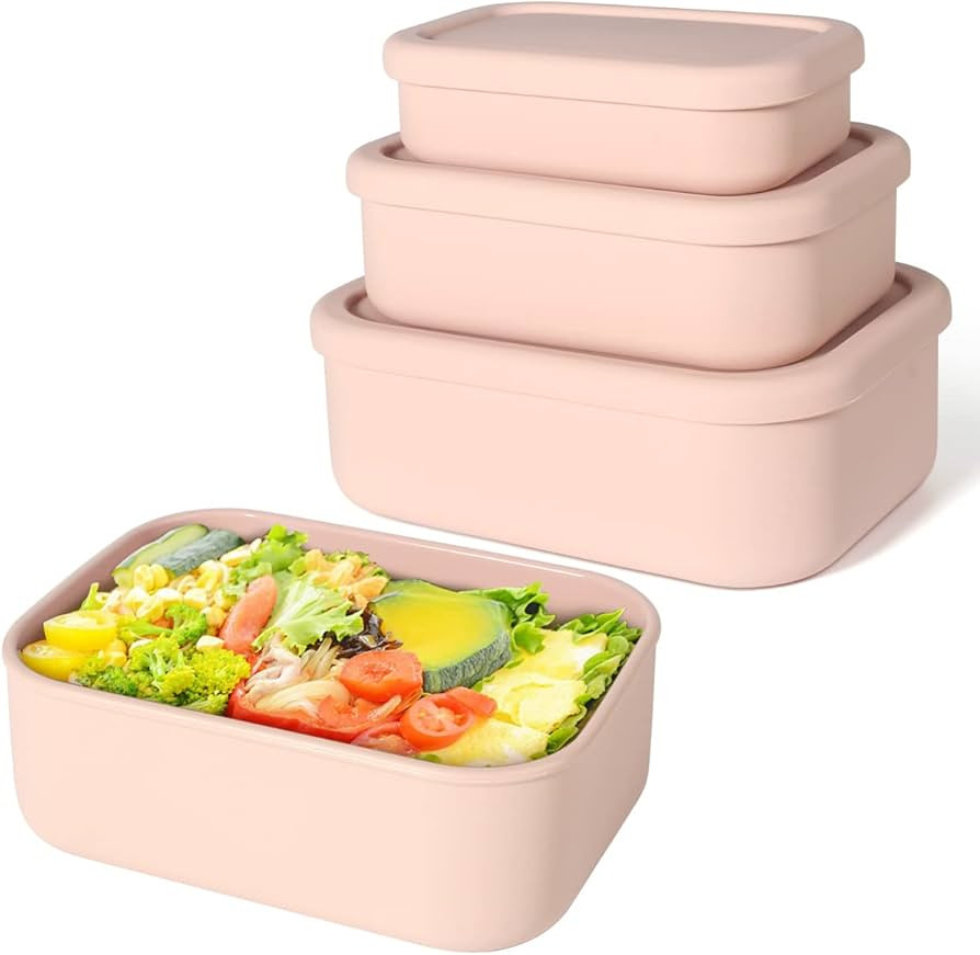 Keweis Silicone Food Storage Containers, Set of 3 Silicone Bento Lunch Box Containers with Lids, ... | Amazon (US)