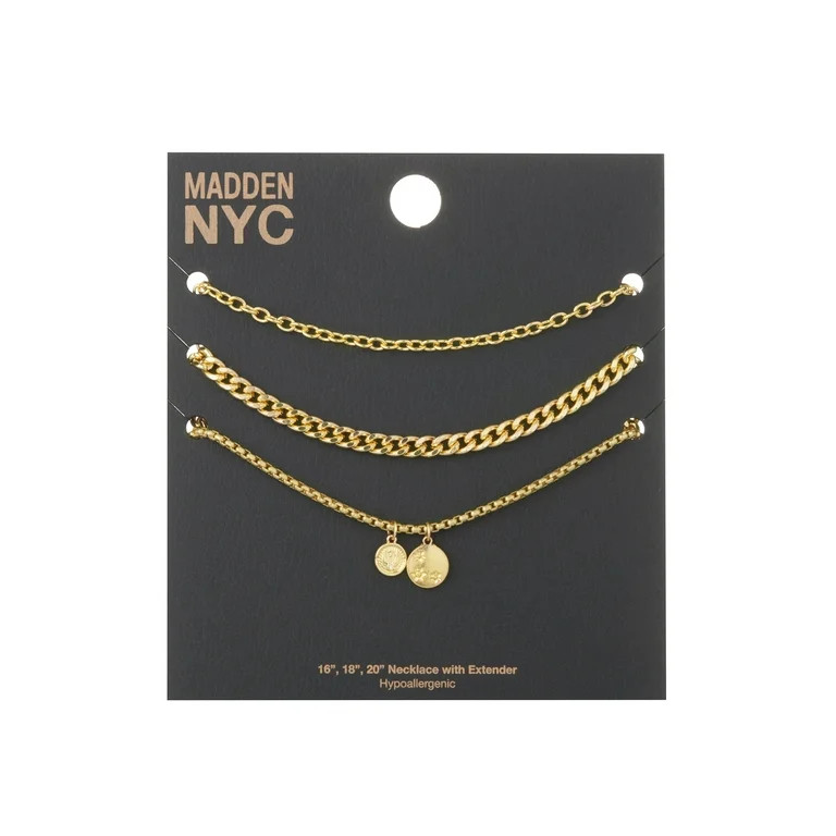 Madden NYC Women's Fashion Gold-Tone Coin Charm Pendant Necklace 3-Piece Set | Walmart (US)