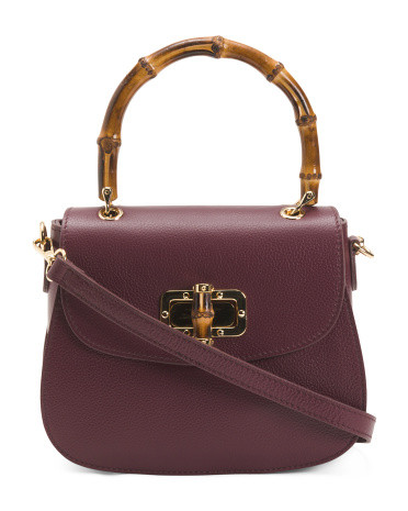Made In Italy Leather Turn Lock Handbag | TJ Maxx