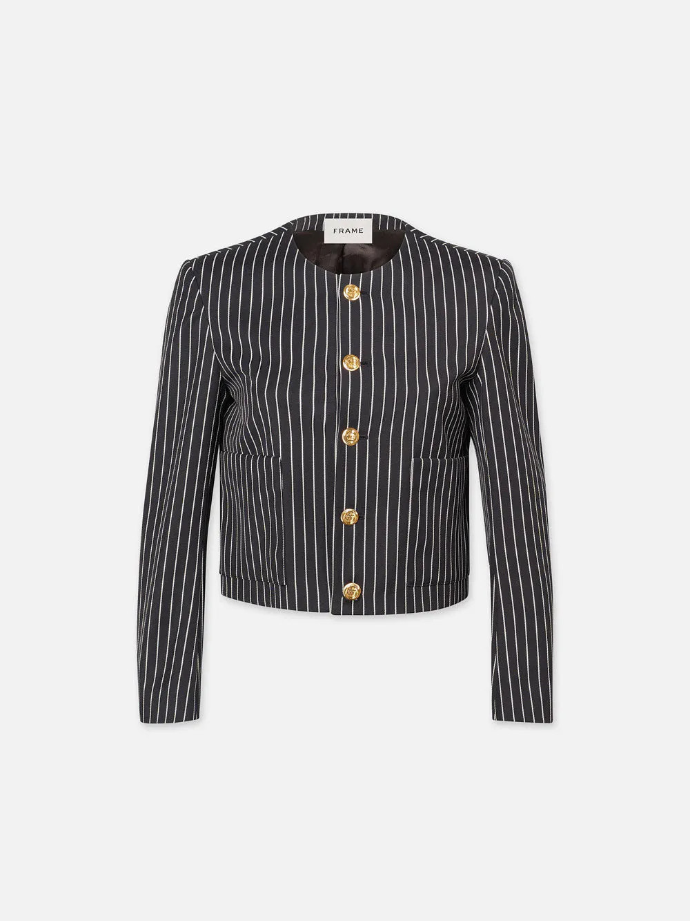 Button Front Jacket  in  Dark Navy Multi | Frame Denim