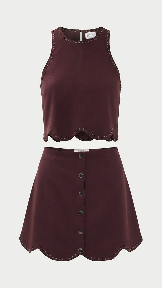 Saylor Caterina Faux Suede Set Chocolate M | Shopbop