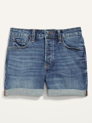High-Waisted Button-Fly O.G. Straight Jean Shorts for Women -- 3-inch inseam | Old Navy (US)