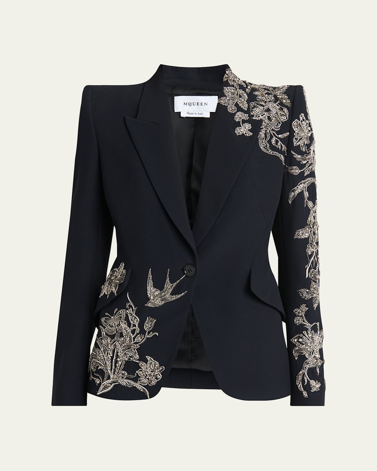 Crystal Embroidered Single-Breasted Blazer Jacket | Bergdorf Goodman