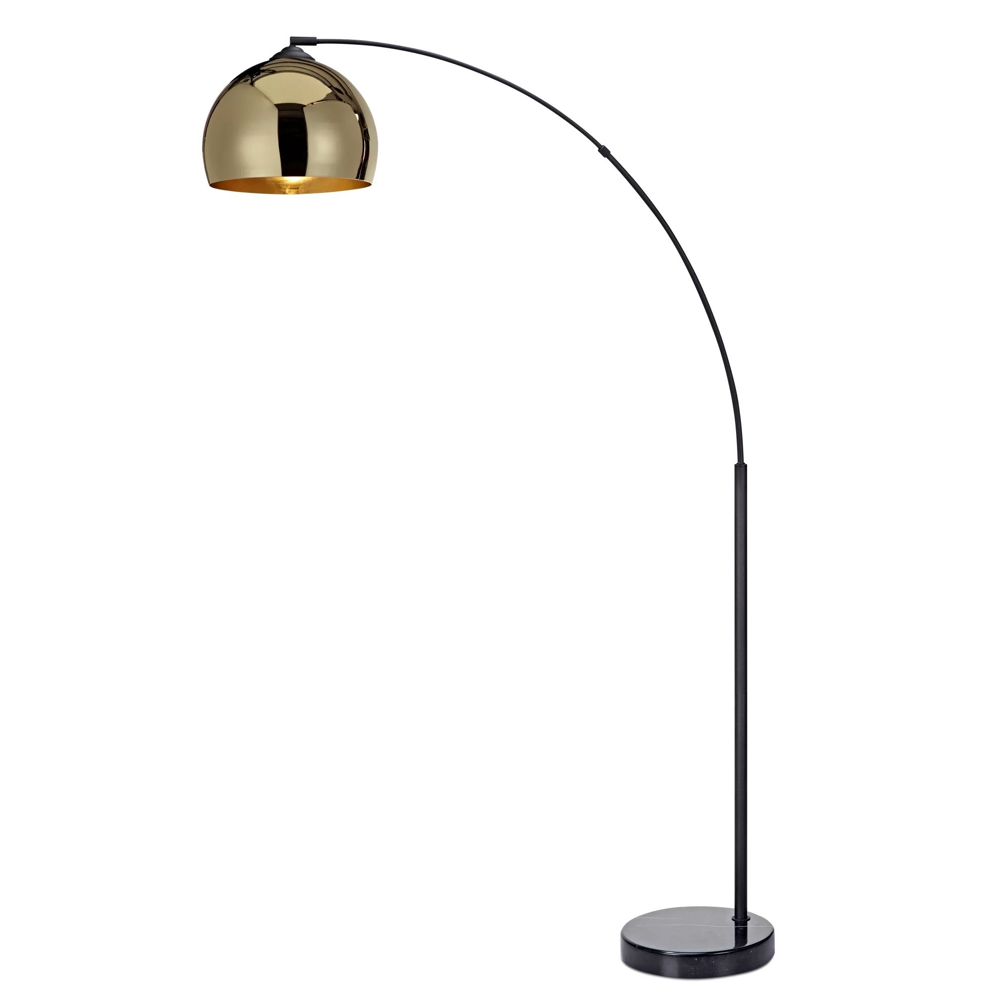 Teamson Home Arquer Arc 66.93" Metal Floor Lamp with Bell Shade, Gold | Walmart (US)
