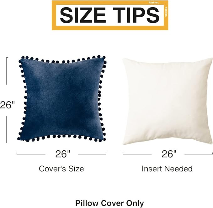 Top Finel Decorative Throw Pillow Covers 26 x 26 Inch Soft Solid Velvet Cushion Covers for Couch ... | Amazon (US)