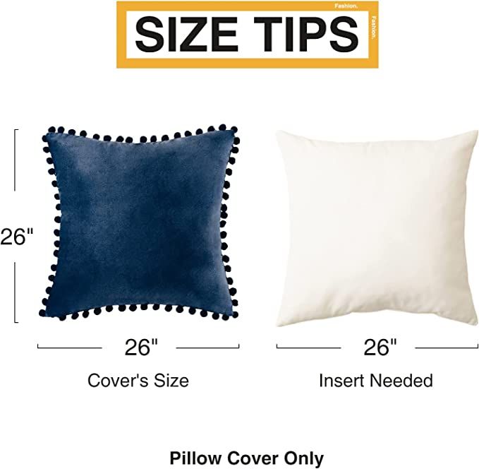 Top Finel Decorative Throw Pillow Covers 26 x 26 Inch Soft Solid Velvet Cushion Covers for Couch ... | Amazon (US)