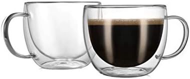 CnGlass Cappuccino Glass Mugs 8.1oz,Clear Coffee Mug Set of 2 Espresso Mug Cups,Double Wall Insul... | Amazon (US)
