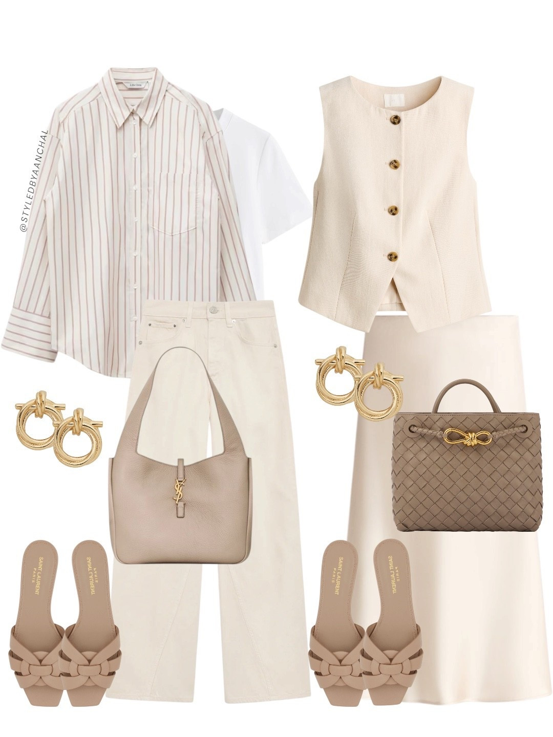 Same neutrals, different outfits 🤍✨

• striped shirt + tee + cream denim = relaxed, everyday, effortless
• structured vest + midi skirt = polished, refined, elevated 

Which one are you wearing? 
Save and recreate 🤍

neutral outfit ideas, minimal style, casual chic outfit, effortless fashion, everyday outfit inspo, tonal dressing, modern classic look

#LTKgrwm #LTKootd #LTKWorkwear