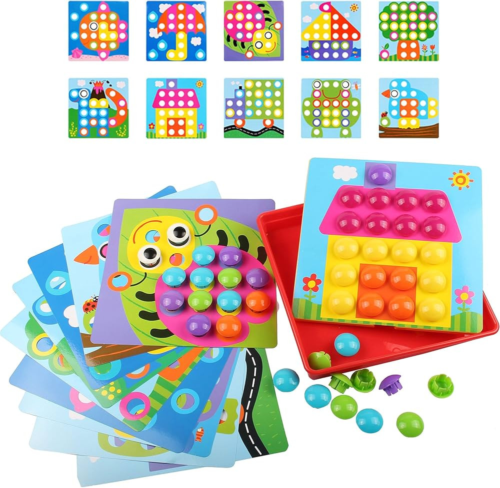 AMOSTING Matching Mosaic Pegboard – Sensory Early Educational Kids Activity, Gifts for Toddlers | Amazon (US)