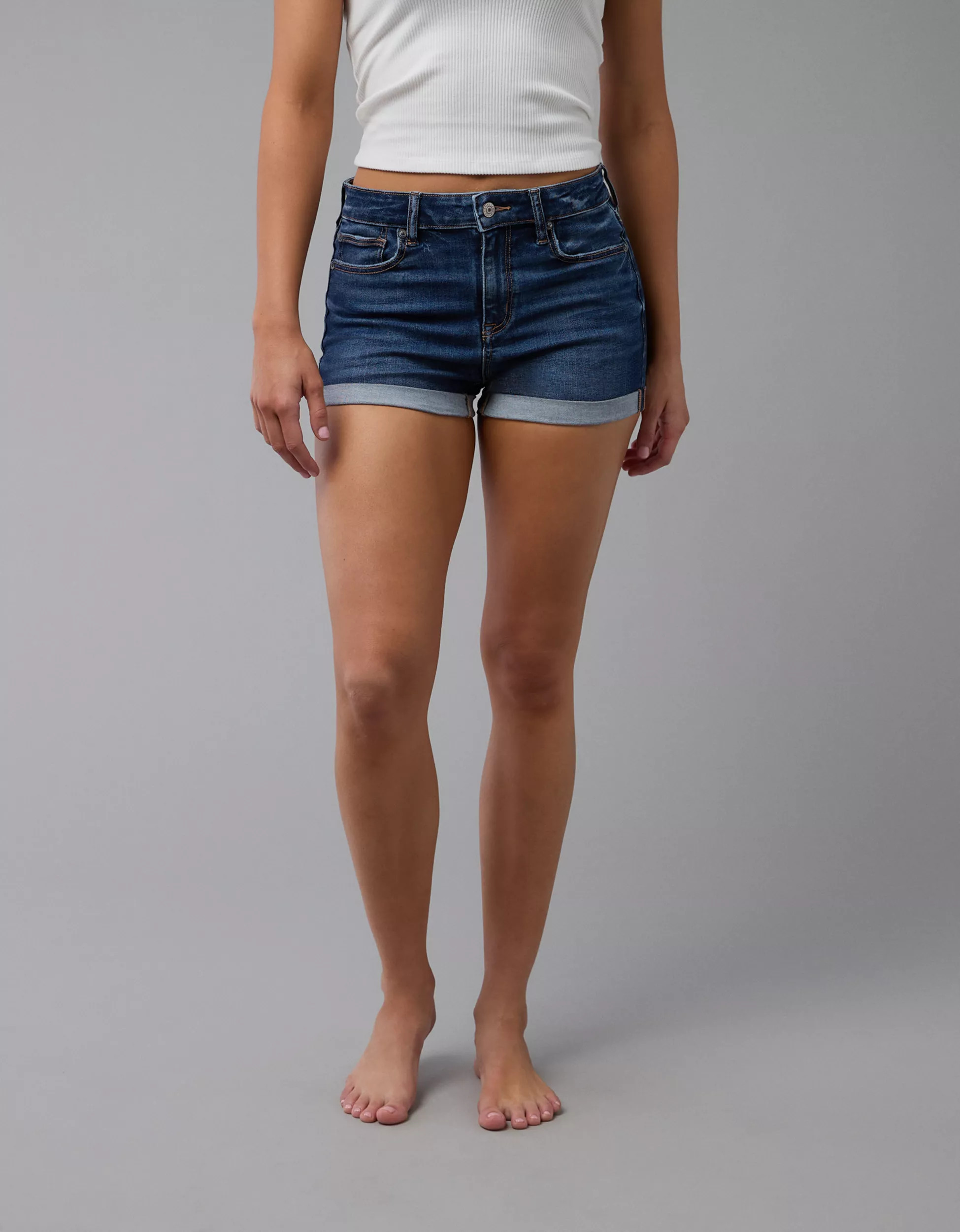 AE Next Level High-Waisted Denim Short Short | American Eagle Outfitters (US & CA)