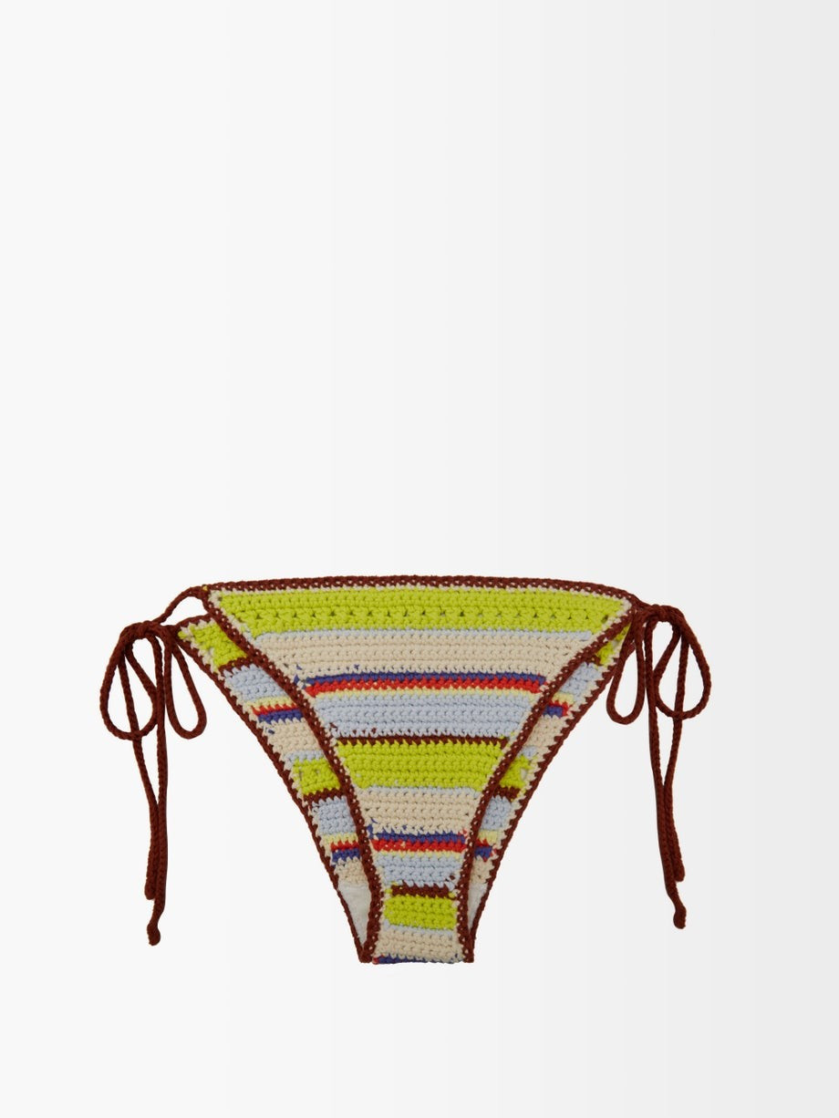 Tie-side crochet organic-cotton bikini briefs | Ganni | Matches (US)