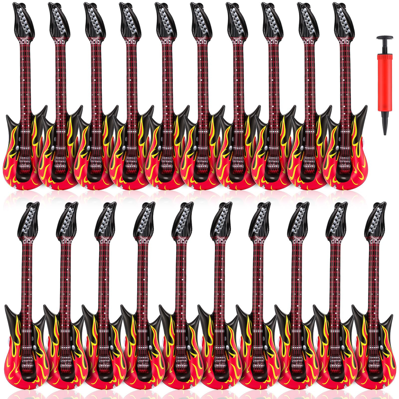 21 Pcs Inflatable Guitar for Parties 35 Inch Red Color Hot Fiery Flame Rock Blow Guitars with a P... | Amazon (US)