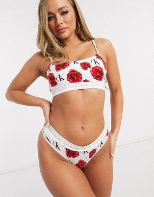 Calvin Klein CK One Cotton logo thong in charming roses | ASOS US