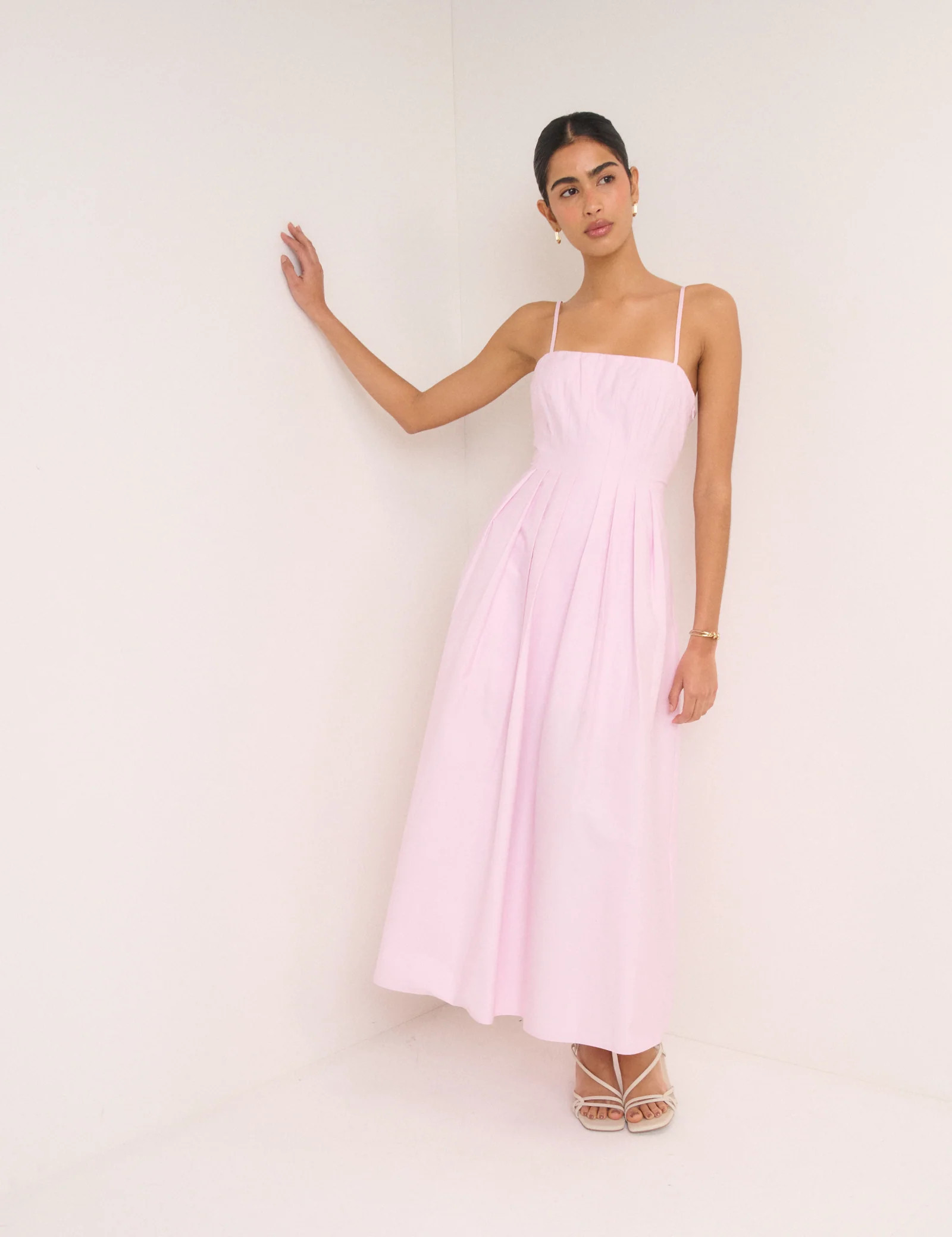 Pink Strappy Pleated Bonita Maxi Dress | Nobody's Child