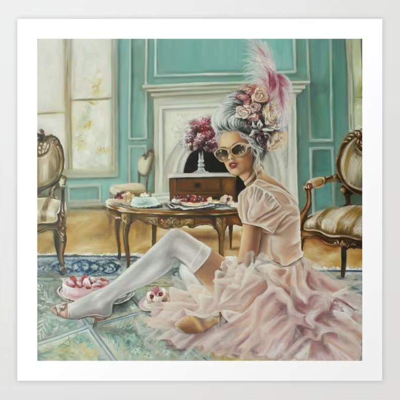 Modern Marie Antoinette inspired art print from original oil painting , eat cake , feminine art | Etsy (US)