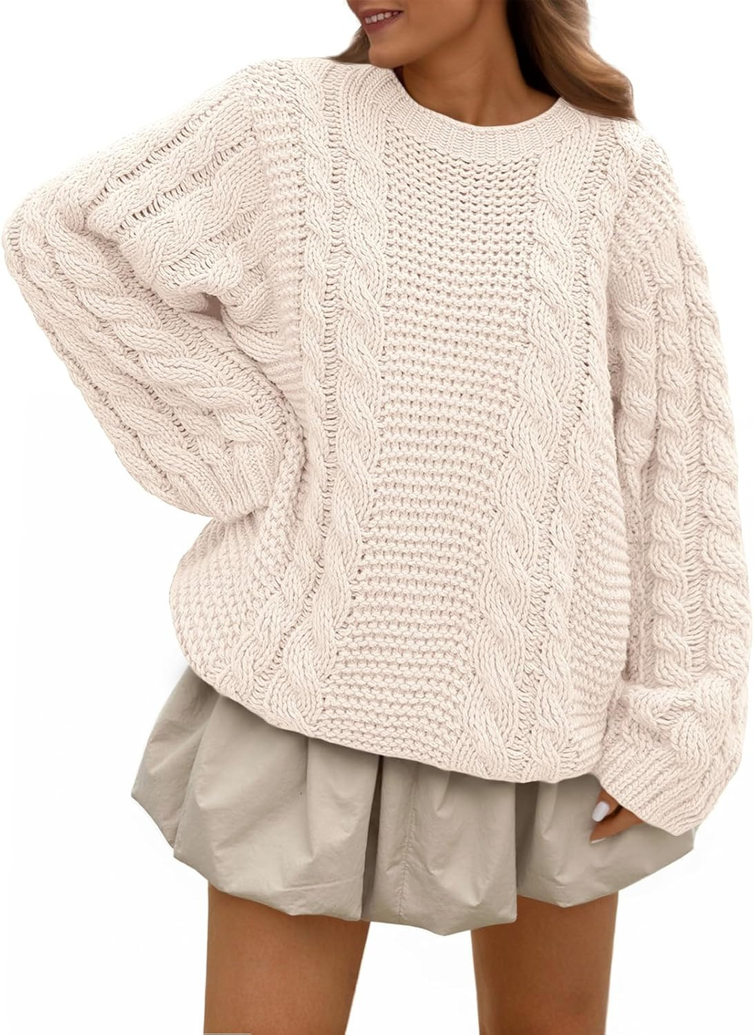 Trendy Queen Women's Oversized Cable Knit Sweaters Cozy Fall 2026 Clothes | Amazon (US)