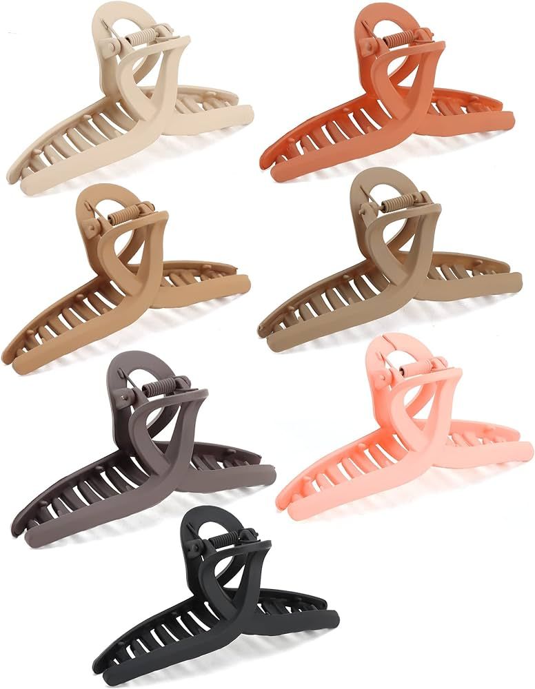SEVEN LUCKY LIGHT Claw Clips, 7 Pcs Neutral Claw Clips Medium Set, 4.5 inch Claw Clips for Thick ... | Amazon (US)