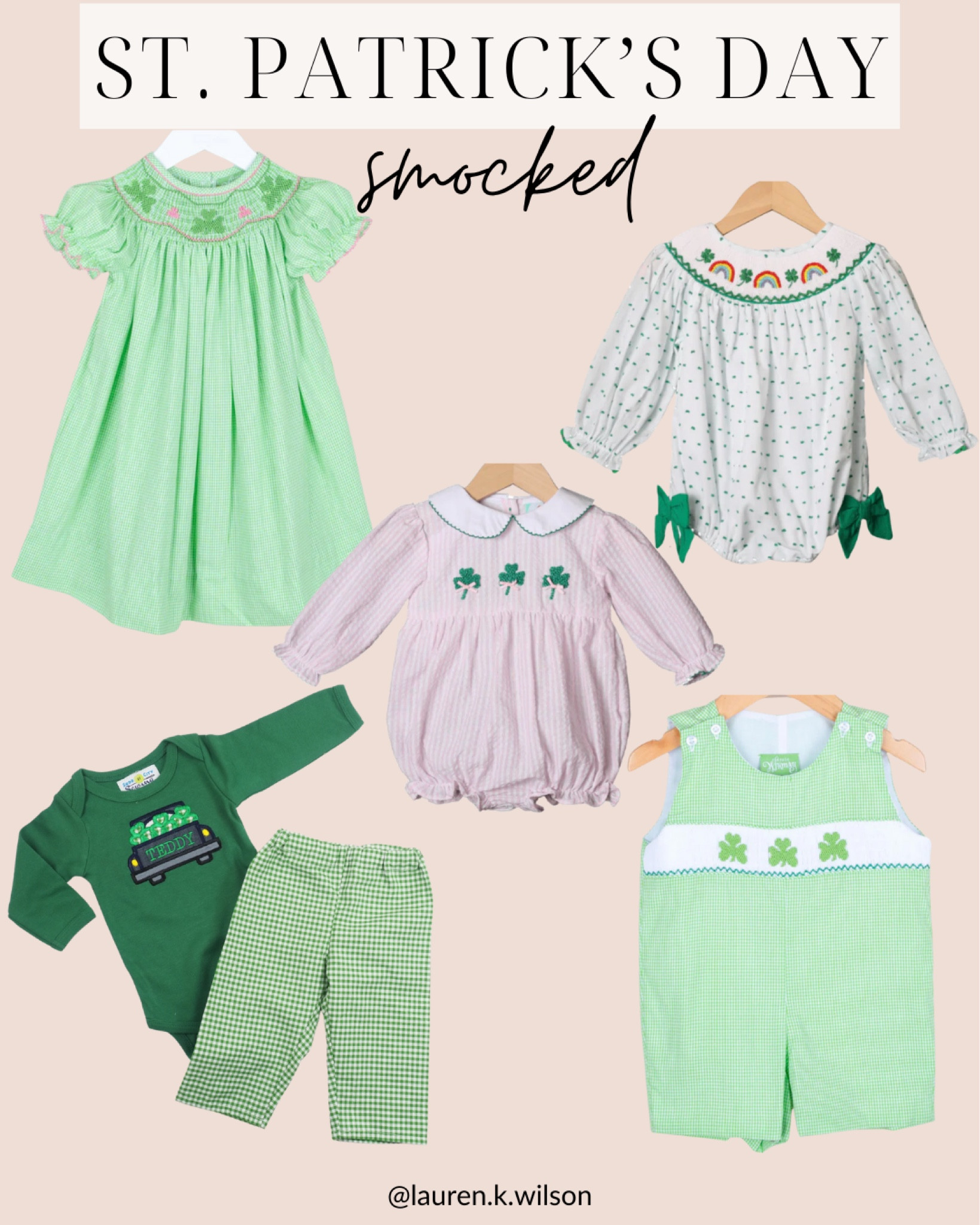 St Patrick’s day, smocked, shamrock, pajamas, jumper, overall, bubble, southern baby, tee 

#LTKkids #LTKSeasonal #LTKbaby