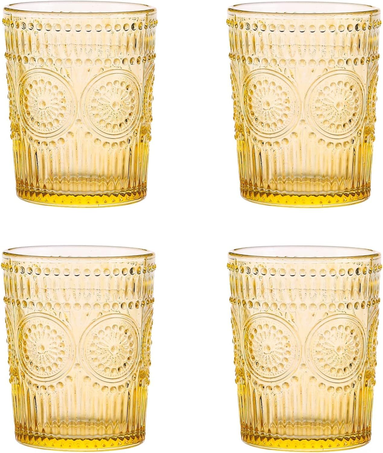 Amzcku Amber Drinking Glasses Set of 4, Vintage Glassware 10 oz- For Cocktails, Mixed Drinks, Whi... | Amazon (US)