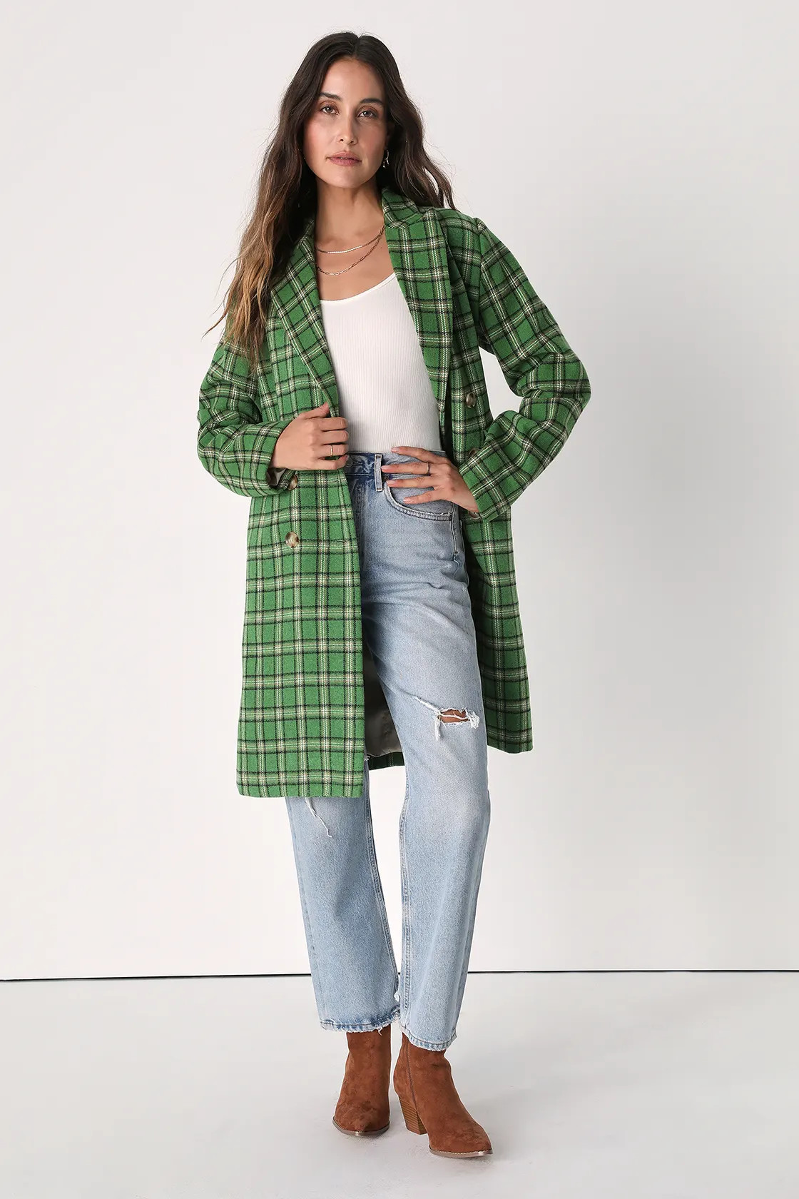 Autumn Calling Green Plaid Double Breasted Peacoat | Lulus (US)