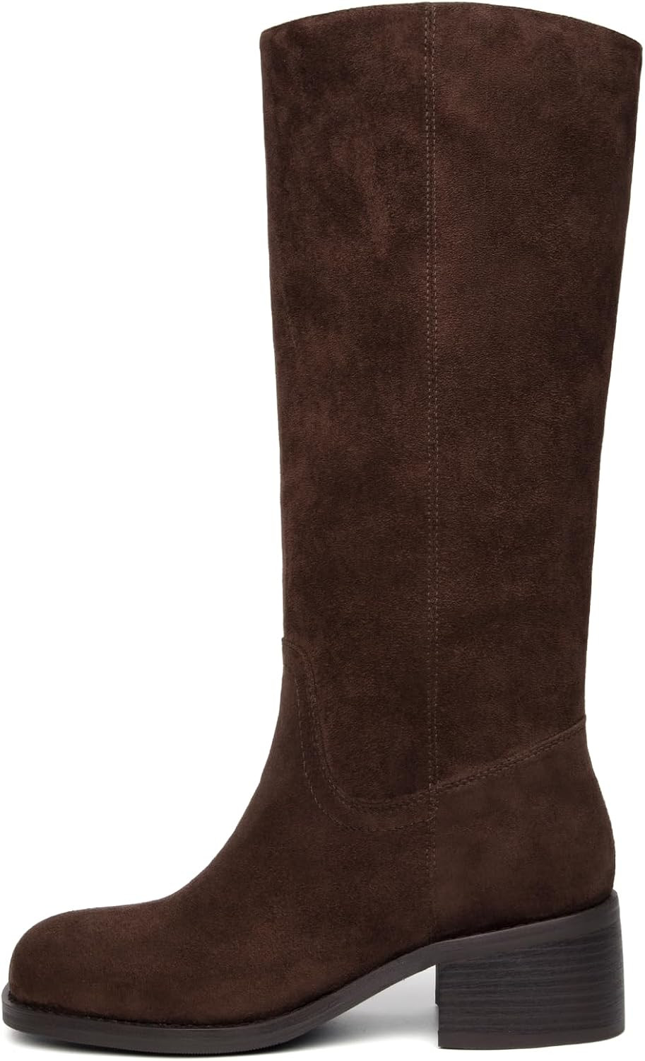 Knee High Boots Women Square Toe Chunky Block Heel Banana Campus Boot Wide Calf Comfortable Low Heel Riding Long Boots | Amazon (US)