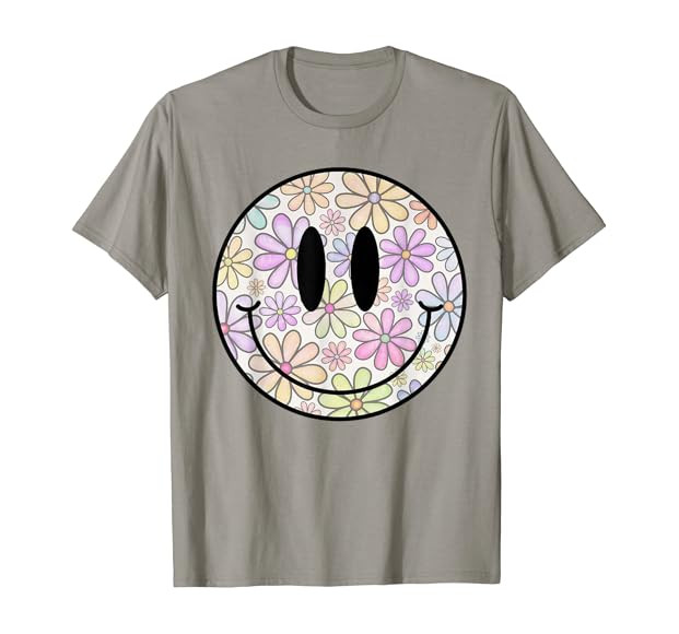 Retro Happy Face Daisy Flower Smile Face Trendy Smiling Face T-Shirt | Amazon (US)