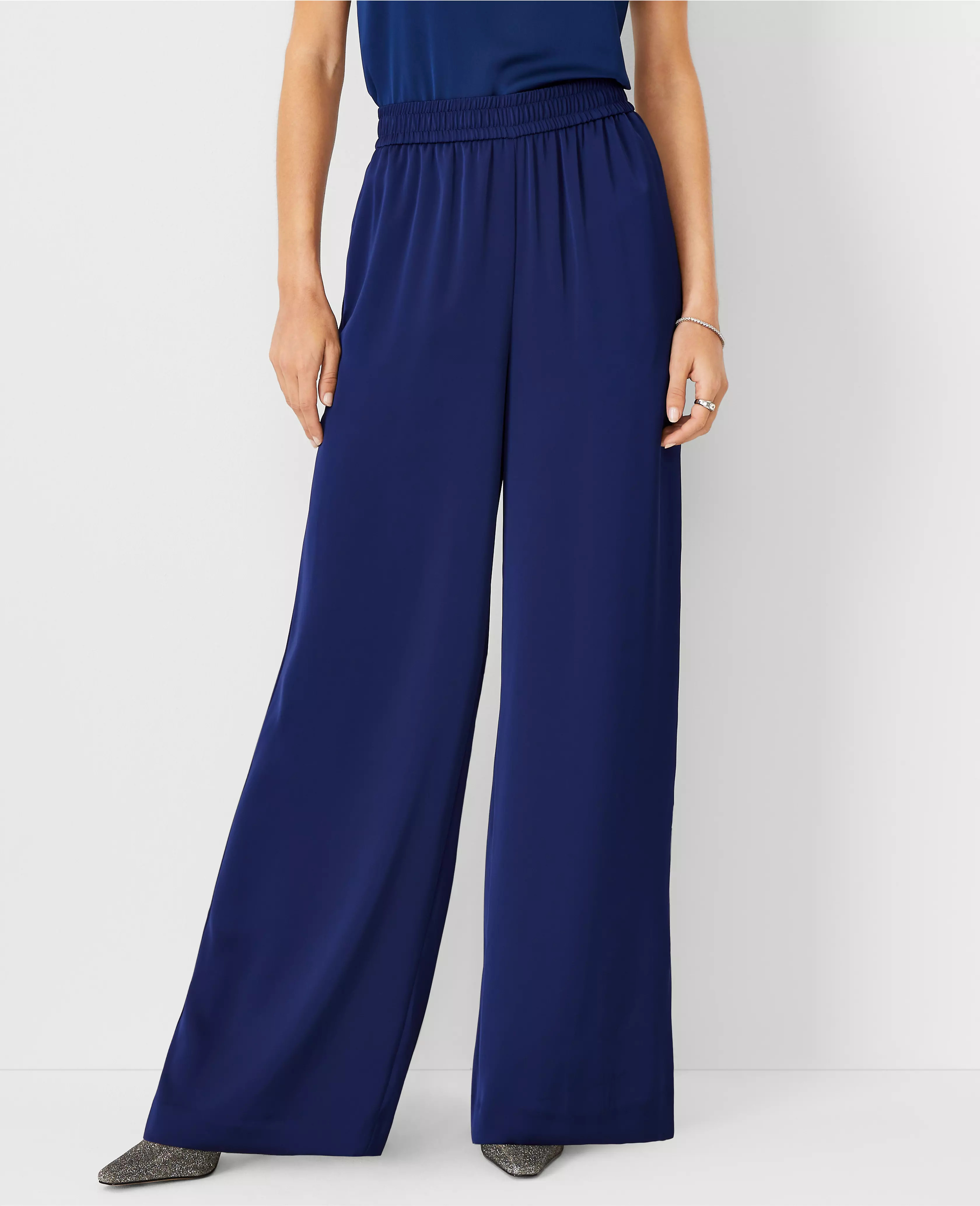 The Easy Wide Leg Pant in Satin | Ann Taylor (US)