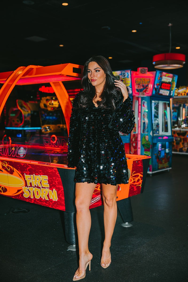 BuddyLove | Bertie Sequin Short Dress | Midnight | BuddyLove