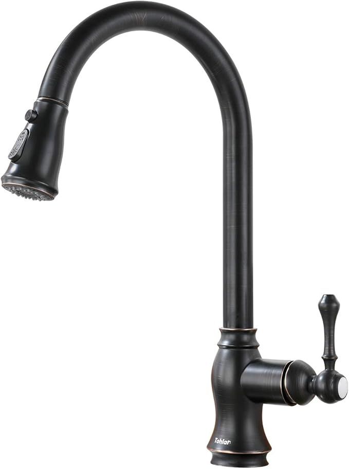 Tohlar Oil Rubbed Bronze Kitchen Faucets with Pull Down Sprayer Farmhouse Antique Single Handle B... | Amazon (US)