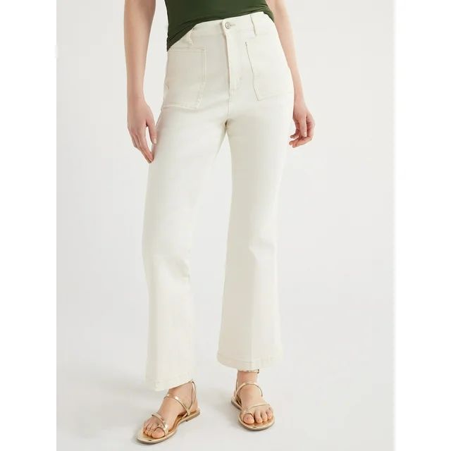 Scoop Women's High Rise Trouser Flare Patch Pocket Jeans, Sizes 0-18 - Walmart.com | Walmart (US)