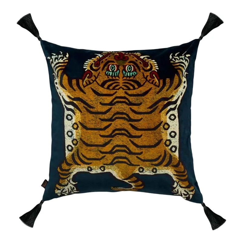 Saber Large Velvet Cushion - Midnight | Chairish