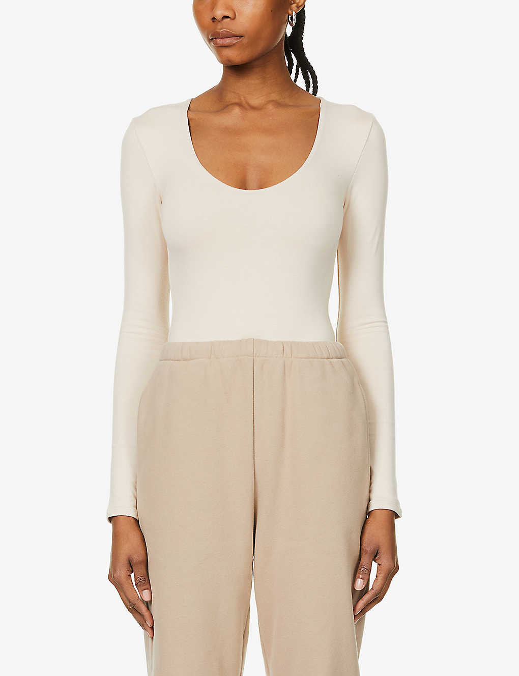 RE ONA Scoop-neck long-sleeve stretch-jersey body | Selfridges