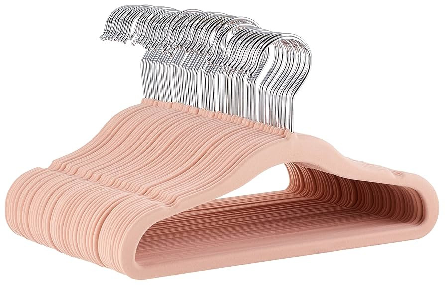 Amazon Basics Kids Velvet, Non-Slip Clothes Hangers for Infant and Toddler, 11.6 in (for baby clo... | Amazon (US)