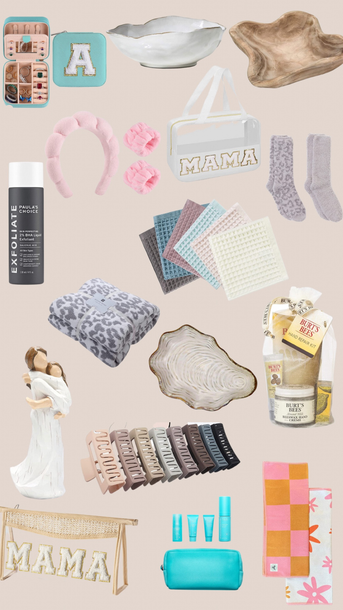 Mother’s Day 
Gift guide 
Gift ideas
Skincare
Beauty
Gift basket
Barefoot dreams
Socks
Blanket
Travel bags
Initial patch
Varsity letter
Hand towels
Claw clips
Hair

#LTKbeauty #LTKhome #LTKGiftGuide