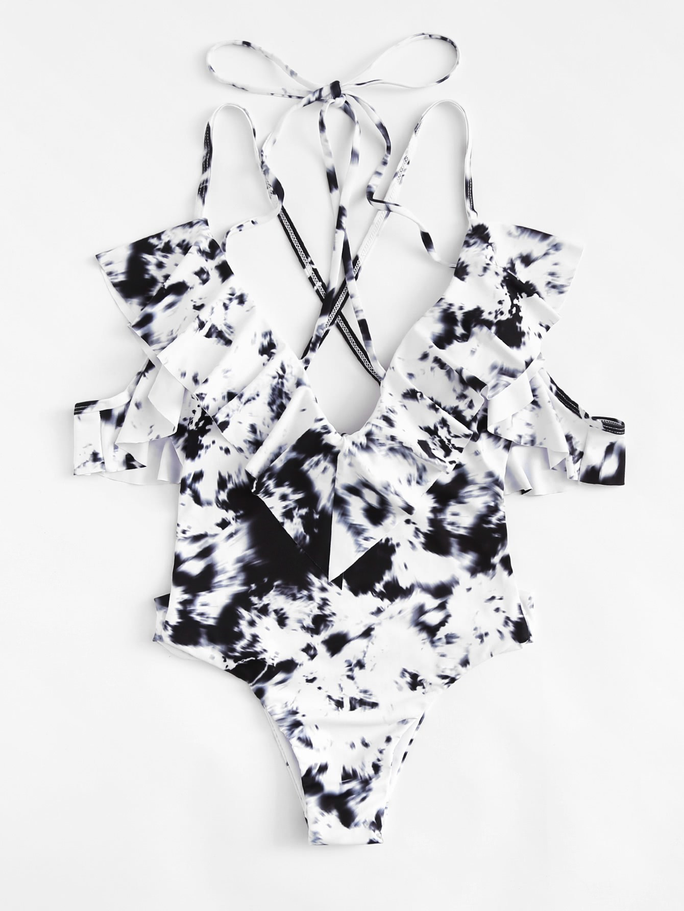 Tie Dye Ruffle Swimsuit | SHEIN