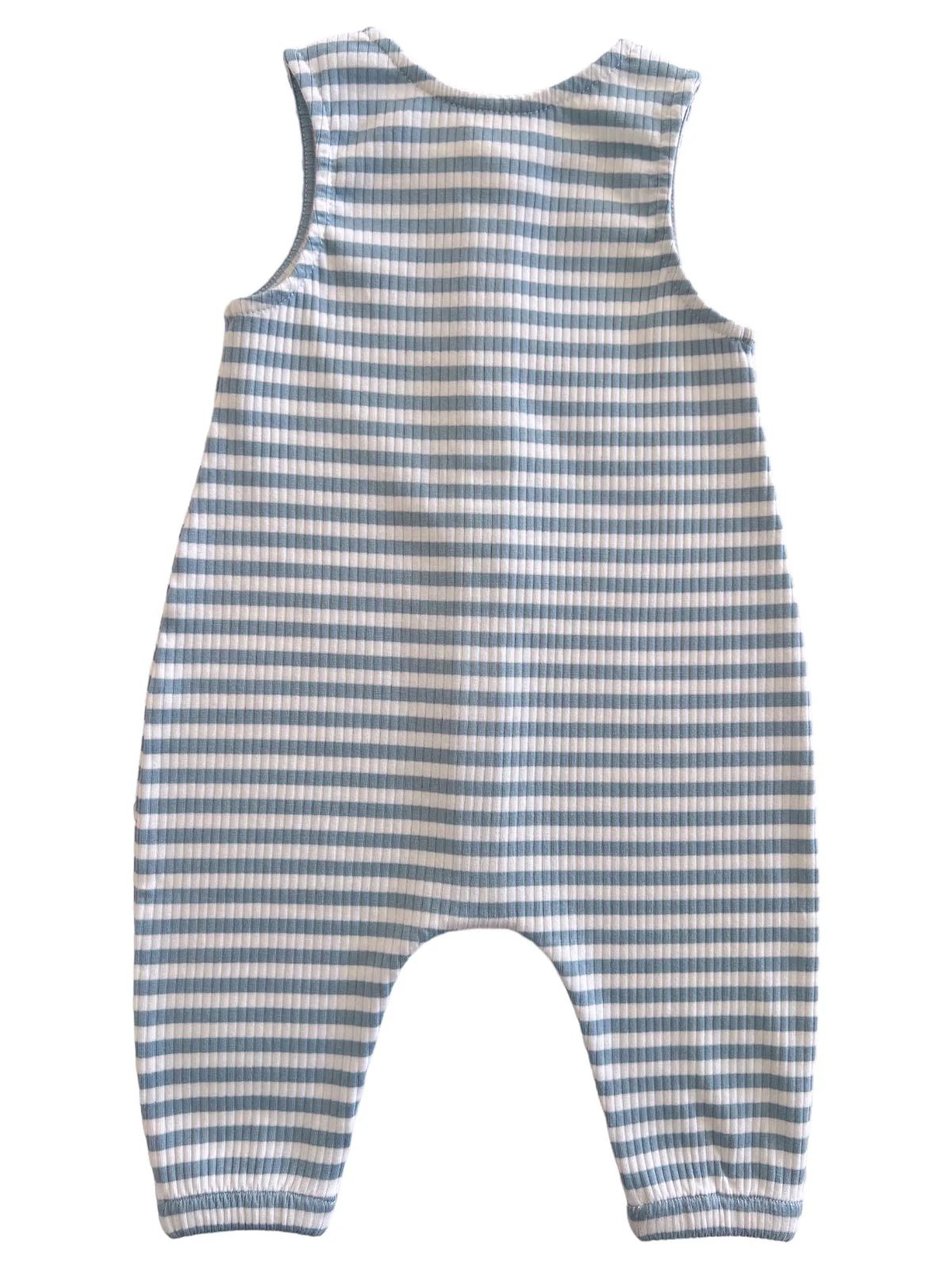 Dusty Blue Stripe / Organic Ribbed Bay Jumpsuit | SpearmintLOVE