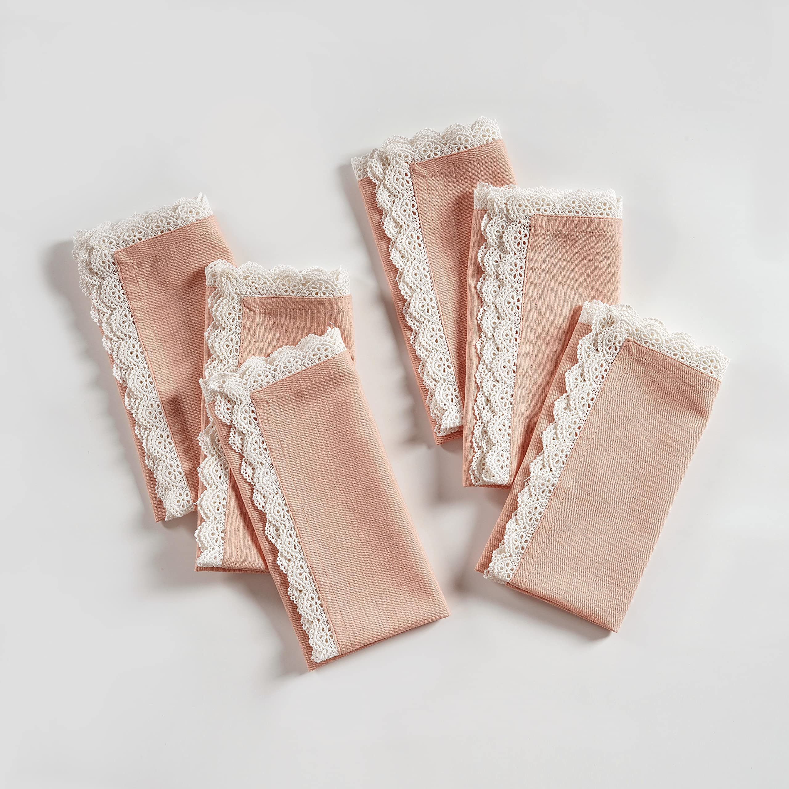 Fingercraft Dinner Cloth Napkins Cotton 6 Pack Premium Quality Mitered Corners with Elegant Lace ... | Amazon (US)