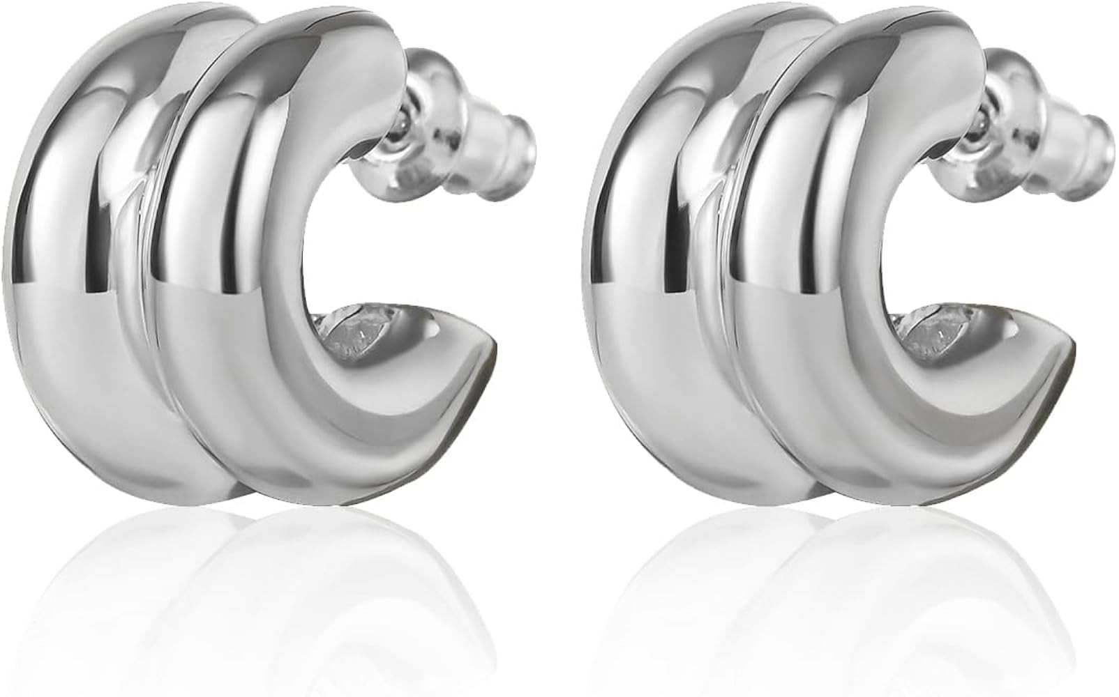 Two Tone Hoop Earrings for Women Gold and Silver 18k Double Hoop Earrings 925 Sterling Silver Stu... | Amazon (US)