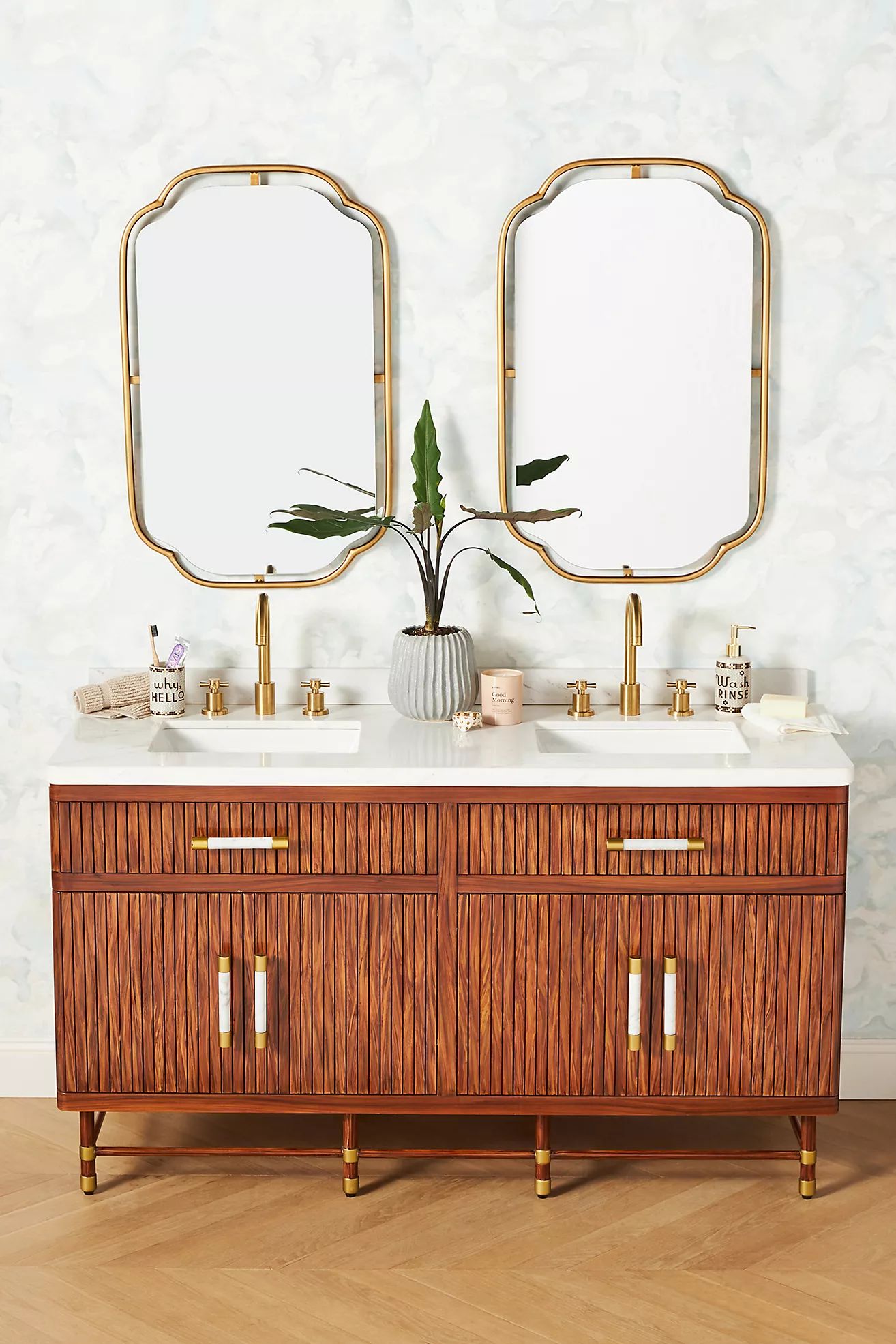 Deluxe Tamboured Double Bathroom Vanity | Anthropologie (US)