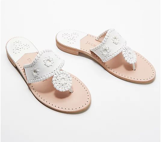 Jack Rogers Classic Leather Jacks Flat Thong Sandals | QVC