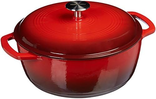 Amazon.com: Amazon Basics Enameled Cast Iron Covered Dutch Oven, 4.3-Quart, Red: Home & Kitchen | Amazon (US)